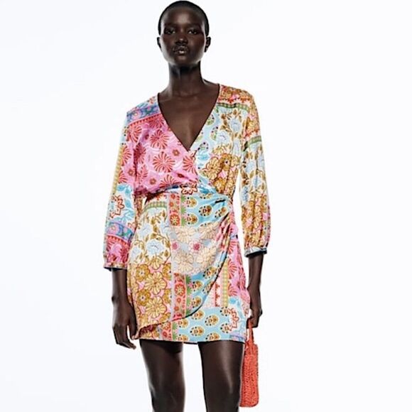 ZARA Patchwork Print Dress Size S • BLOGGER FAVORITE • NEW WITH TAGS • - Picture 6 of 15